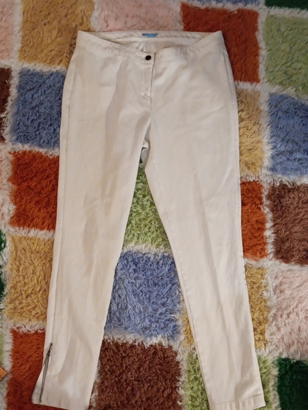 Cream Slim Ankle Pants